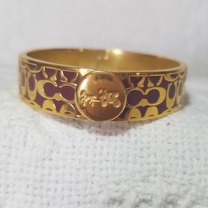 COACH Burgundy/Gold Hinge Bangle Bracelet